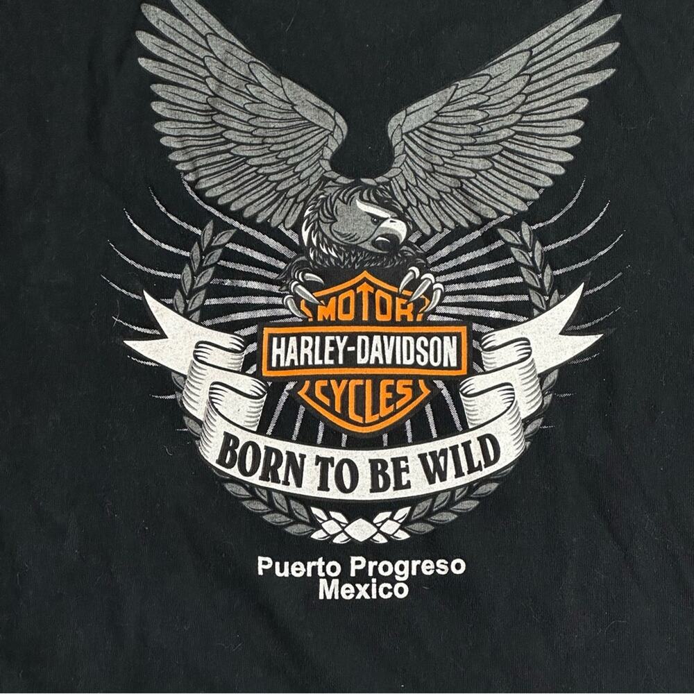 Harley-Davidson Black Graphic T-Shirt for Men Size Large Puerto Progreso Mexico
